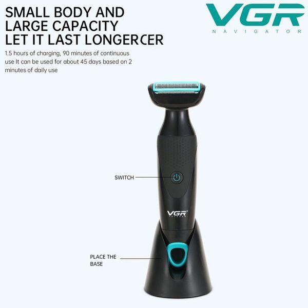 Акумуляторна електробритва для стрижки VGR V-601 від USB бритва електрична з професійною насадками 00014499 фото