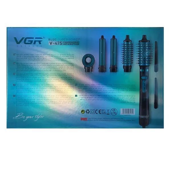 Фен-стайлер VGR 5 в 1 V-475 , Professional, 5 насадок, 1400 Вт зеленый 00021128 фото