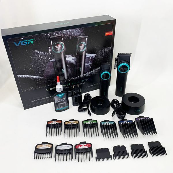 Набор vgr 2 в 1 v-001 v-977 black, аккумуляторная машинка для стрижки и триммер. цвет: черный 00014892 фото