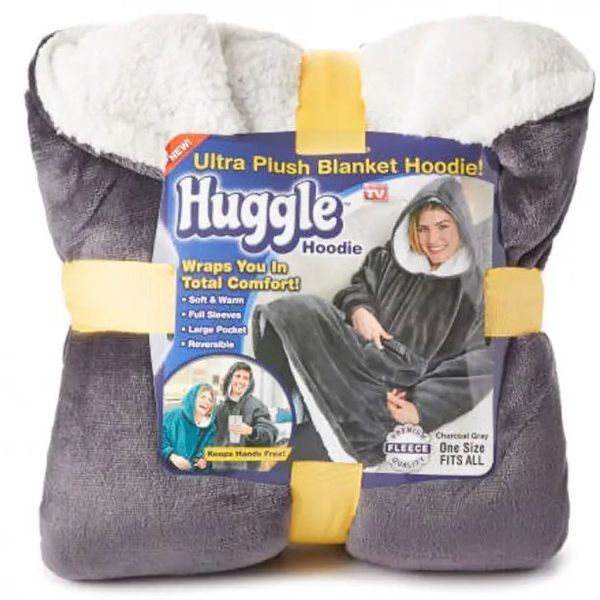 Толстовка плед з капюшоном і рукавами Huggle Hoodie оверсайз. Колір: сірий 00015824 фото