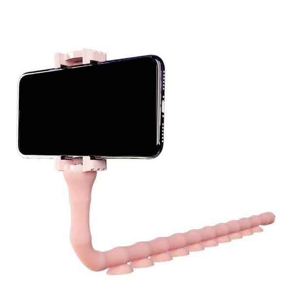Гибкий держатель для телефона с присосками универсальный Cute Worm Lazy Holder. Цвет: розовый 00012533 фото
