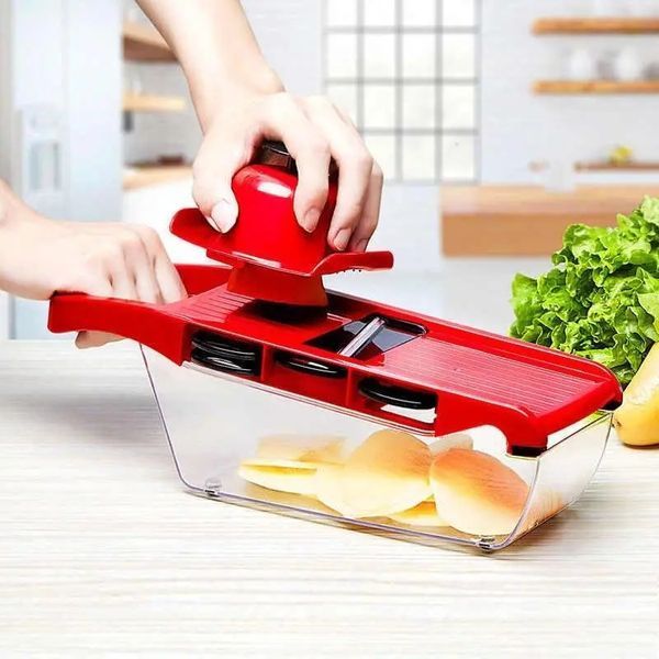 Овочерізка, тертка Mandoline Slicer 6 in 1 c контейнером, слайсер, тертка 00020442 фото