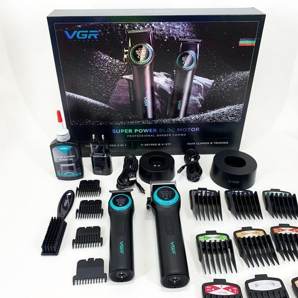 Набор vgr 2 в 1 v-001 v-977 black, аккумуляторная машинка для стрижки и триммер. цвет: черный 00014892 фото