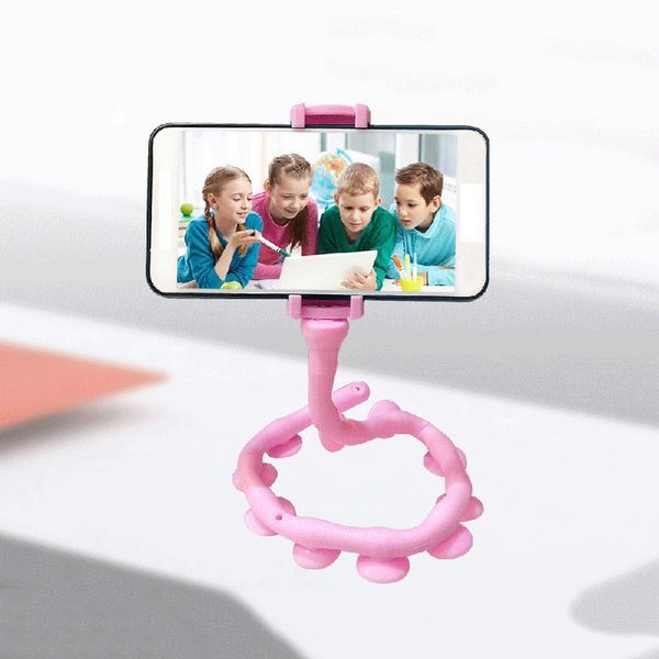 Гибкий держатель для телефона с присосками универсальный Cute Worm Lazy Holder. Цвет: розовый 00012533 фото