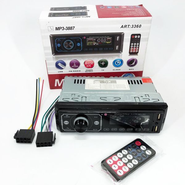 Автомагнітола MP3 3887 ISO 1DIN сенсорний дисплей LED/LCD, Автомобільна магнітола 1din штатна 00016827 фото