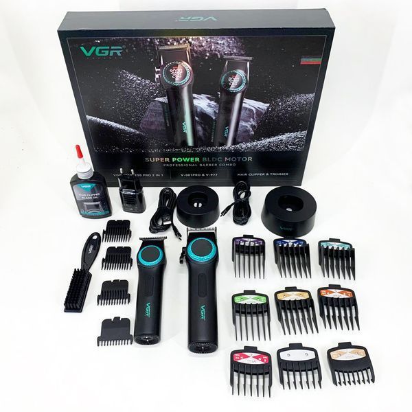 Набор vgr 2 в 1 v-001 v-977 black, аккумуляторная машинка для стрижки и триммер. цвет: черный 00014892 фото