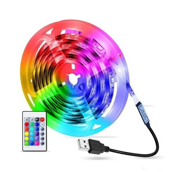Світлодіодна стрічка SMD 5050 RGB LED 2 м IP65 з пультом та блоком живлення USB, 2м, Стрічка світлодіодна 5050 00012552 фото
