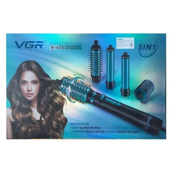 Фен-стайлер VGR 5 в 1 V-475 , Professional, 5 насадок, 1400 Вт зеленый 00021128 фото