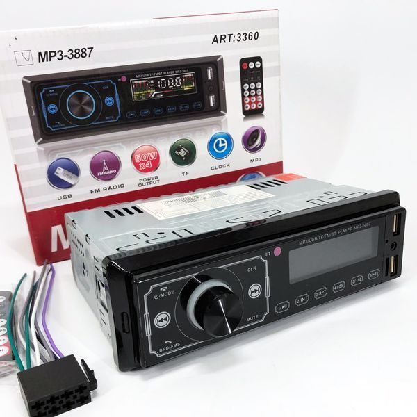 Автомагнітола MP3 3887 ISO 1DIN сенсорний дисплей LED/LCD, Автомобільна магнітола 1din штатна 00016827 фото
