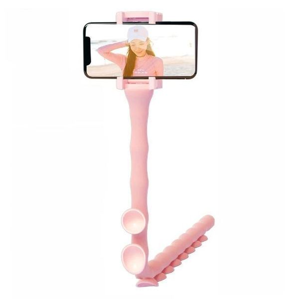 Гибкий держатель для телефона с присосками универсальный Cute Worm Lazy Holder. Цвет: розовый 00012533 фото