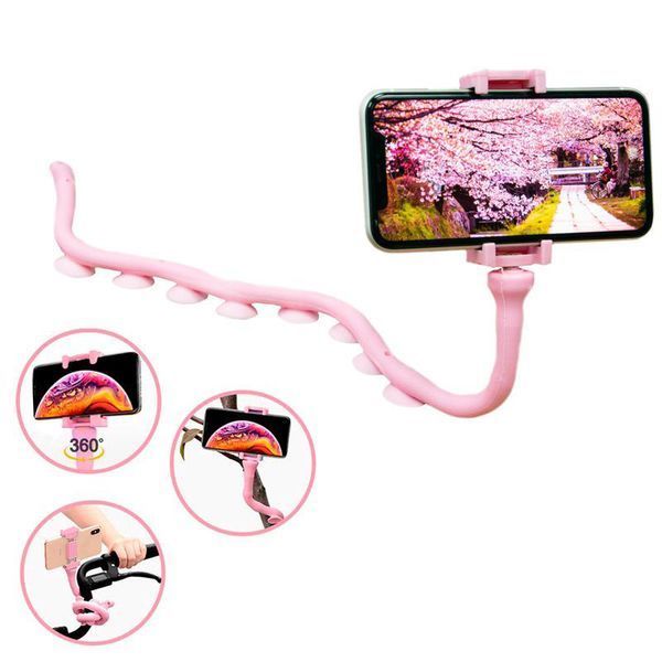 Гибкий держатель для телефона с присосками универсальный Cute Worm Lazy Holder. Цвет: розовый 00012533 фото