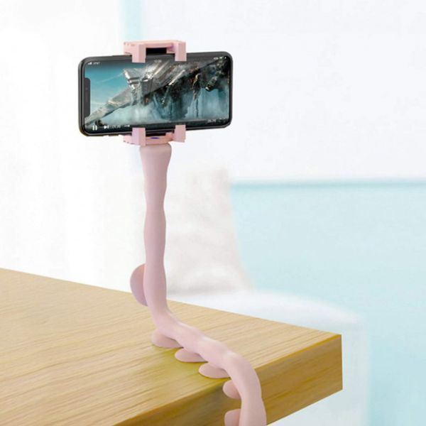 Гибкий держатель для телефона с присосками универсальный Cute Worm Lazy Holder. Цвет: розовый 00012533 фото