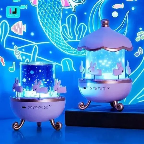 Детский ночник проектор звездного неба Bluetooth Fairy Tale E11 аккумуляторный светильник карусель 6 сменных картинок с LED подсветкой и музыкой 00016005 фото