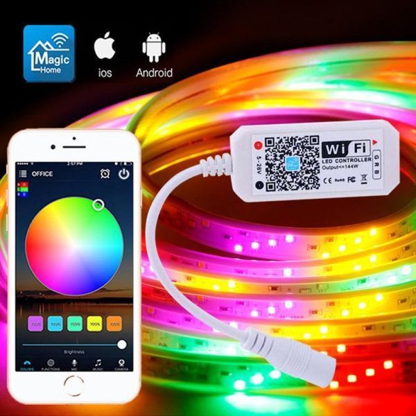 Світлодіодна стрічка SMD 5050 RGB LED 2 м IP65 з пультом та блоком живлення USB, 2м, Стрічка світлодіодна 5050 00012552 фото