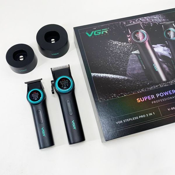 Набор vgr 2 в 1 v-001 v-977 black, аккумуляторная машинка для стрижки и триммер. цвет: черный 00014892 фото