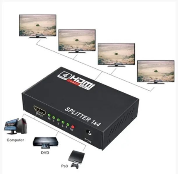 HDMI розгалужувач на 4 порти HDMI SPLITTER 1 in 4 / Чорний 00017583 фото