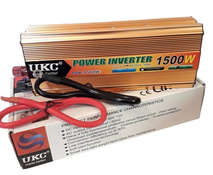 Преобразователь напряжения UKC 1500 Вт 24v 220v инвертор 1500w 24в 220в 00024672 фото