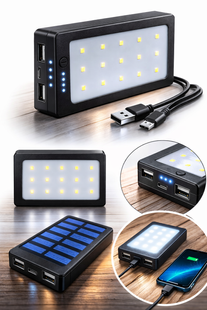 Солнечный Power Bank Solar 30000 mAh / Повербанк Solar 2xUSB с фонарком solar20 фото