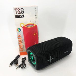 Портативна Bluetooth колонка TG654 8W з підсвічуванням, акумуляторна колонка для музики. Колір: чорний 00017800 фото