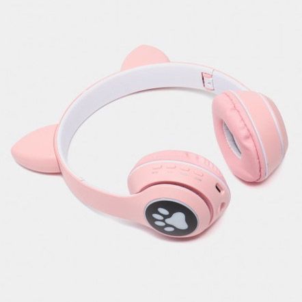 Беспроводные наушники с кошачьими ушками и RGB подсветкой Cat VZV 23M. Цвет: розовый 00023813 фото