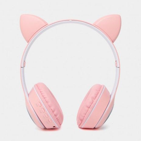 Беспроводные наушники с кошачьими ушками и RGB подсветкой Cat VZV 23M. Цвет: розовый 00023813 фото