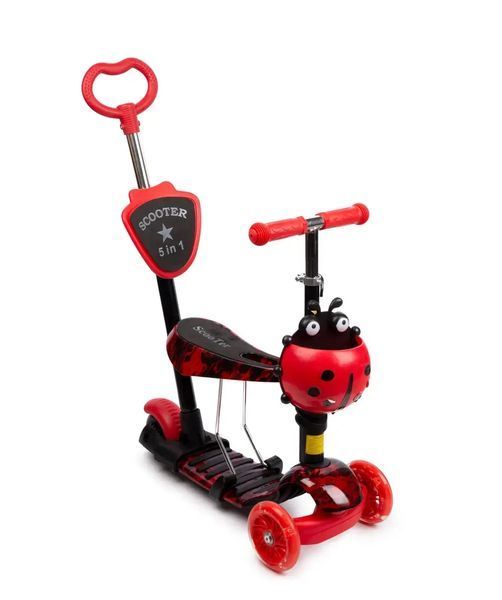 Дитячий Самокат 5 в 1 з підніжками та батьківською ручкою Best Scooter, PU колеса, Підсвічування коліс 00016561 фото