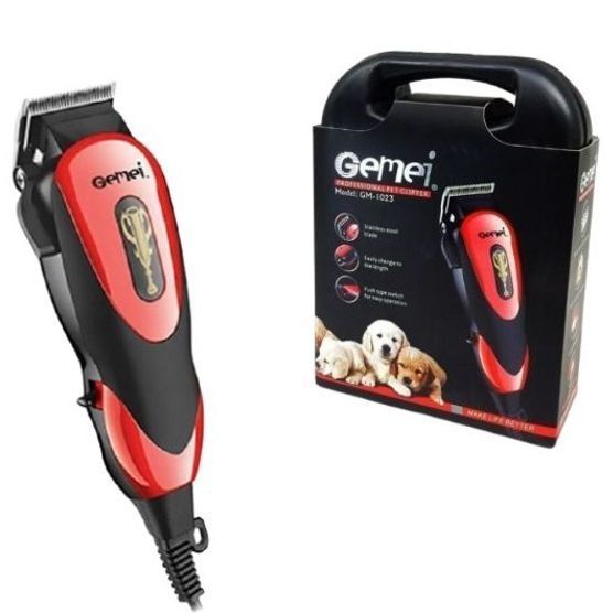 Машинка Gemei GM-1023 для стрижки животных с 4 насадками для любого типа шерсти + ножницы и расческа-гребешок 00021884 фото