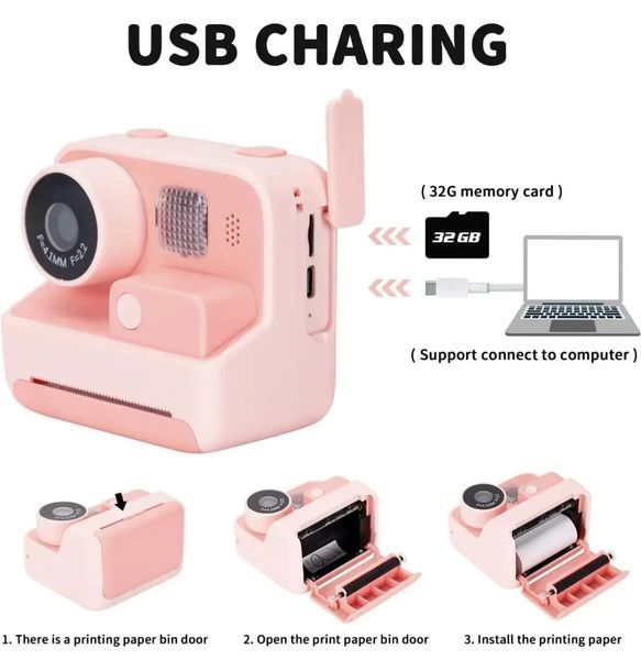 Фотокамера моментального друку дитяча Instant Print Camera, 1080P Video for kids 00016604 фото