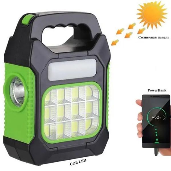 Ліхтар переносний JY-978D-LED+12COB, power bank, ліхтар світлодіодний прожектор. Колір: зелений 00023539 фото