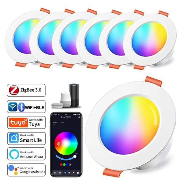Светильник умный Tuya Smart LED WiFi встраиваемый 2700-6500 K 10W 00022166 фото