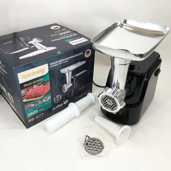 Электрическая мясорубка Rainberg RB-677 2600 Вт с насадкой для колбас, мясорубка с металлическим редуктором 00020259 фото