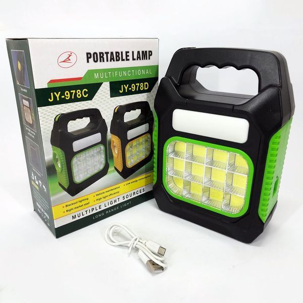 Ліхтар переносний JY-978D-LED+12COB, power bank, ліхтар світлодіодний прожектор. Колір: зелений 00023539 фото