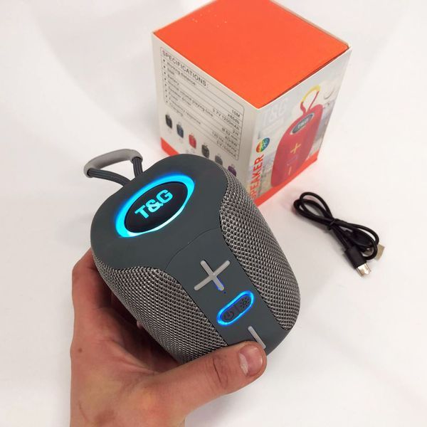 Портативная Bluetooth колонка TG658 8W с RGB подсветкой, Музыкальные колонки для улицы. Цвет: серый 00017247 фото