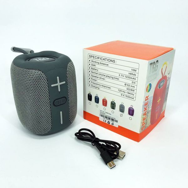 Портативная Bluetooth колонка TG658 8W с RGB подсветкой, Музыкальные колонки для улицы. Цвет: серый 00017247 фото