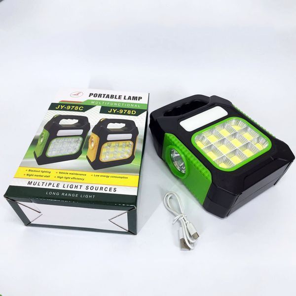 Ліхтар переносний JY-978D-LED+12COB, power bank, ліхтар світлодіодний прожектор. Колір: зелений 00023539 фото