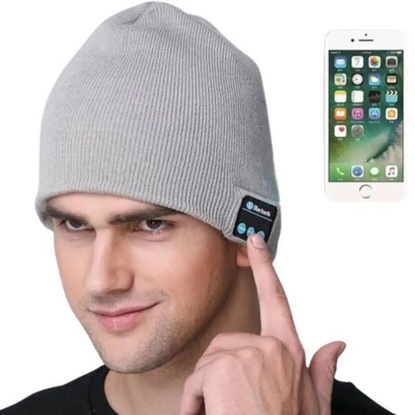 Портативная колонка ШАПКА с bluetooth наушниками SPS Hat BT True. Цвет: серый 00023867 фото