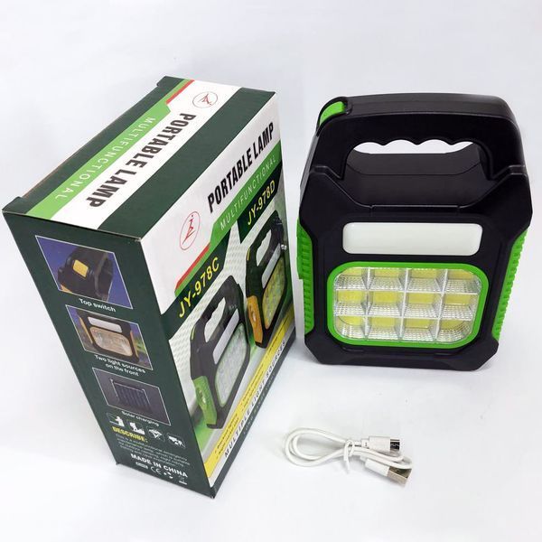 Ліхтар переносний JY-978D-LED+12COB, power bank, ліхтар світлодіодний прожектор. Колір: зелений 00023539 фото