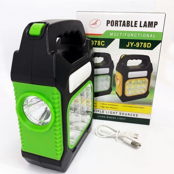 Ліхтар переносний JY-978D-LED+12COB, power bank, ліхтар світлодіодний прожектор. Колір: зелений 00023539 фото