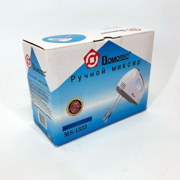 Міксер Domotec MS-1333 ручний з насадками для збивання та для тесту, Двовіночковий міксер 00020316 фото