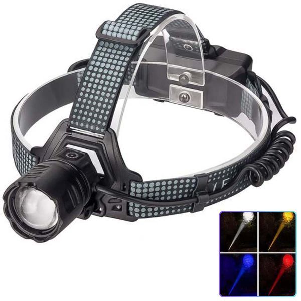 Фонарь налобный 8505 WHITE LASER LED PM10-4TG (White+Yellow+Blue+Red) 2x18650 00023520 фото