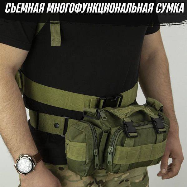 Рюкзак тактический 55л с 3-мя подсумками! Качественный штурмовой для похода путешествий большой рюкзак баул 00018415 фото