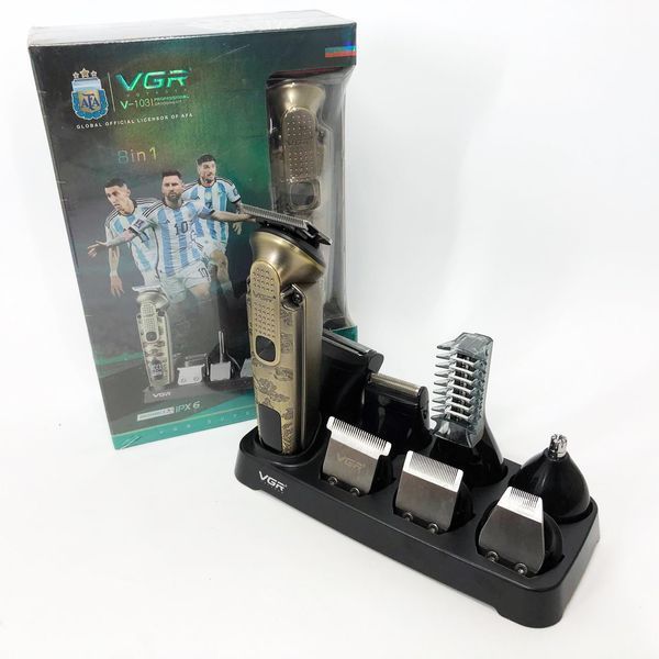 Набор для стрижки VGR 8 в 1 V-103, 19 насадок, Машинка для стрижки для дома, Машинка для стрижки мужская 00015509 фото