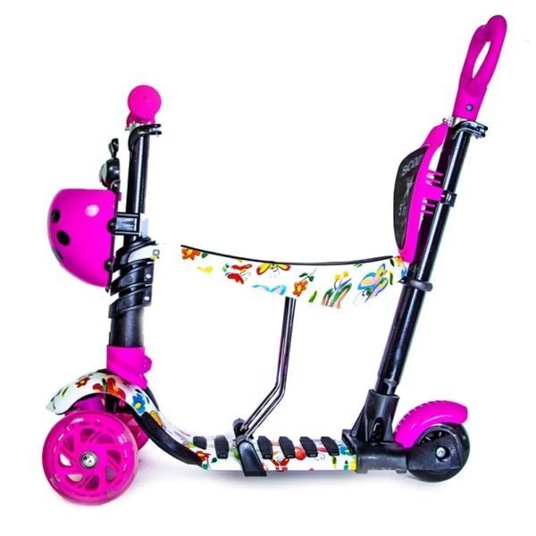 Дитячий Самокат 5 в 1 з підніжками та батьківською ручкою Best Scooter, PU колеса, Підсвічування коліс 00016561 фото