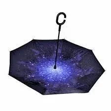 Зонт Lesko Up-Brella Звёздное небо складывающийся зонтик в обратном направлении длинная ручка антизонт хит 00013753 фото