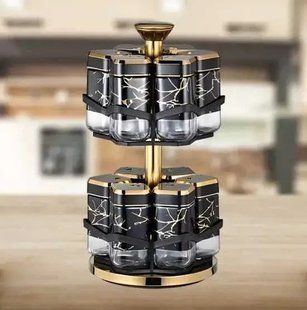 Органайзер на подставке для специй 12 банок BLACK-GOLD 00020541 фото