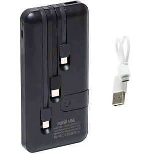 Павербанк 30000 mAh вбудовані кабелі USB, micro USB, Type-C, Lightning з підставкою для телефону, Портативна батарея Powerbank 00017874 фото