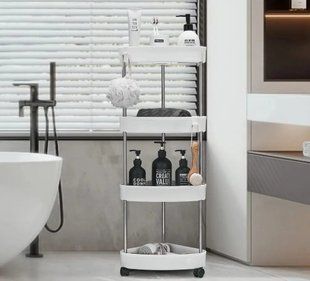 Угловой стеллаж для ванной комнаты 4 яруса, на колесиках (85х28х22см),Corner storage rack 00012789 фото