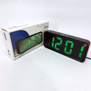 Часы настольные DT-6508 с будильником и USB зарядкой с зеленой подсветкой, лед часы настольные 00012621 фото