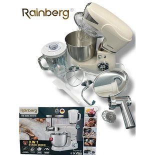 Универсальный кухонный комбайн Rainberg RB-8088 6л мясорубка, блендер 3600Вт Планетарный тестомес White 00020033 фото