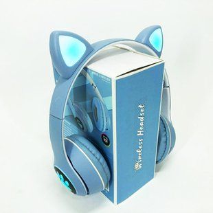 Беспроводные наушники с кошачьими ушками и RGB подсветкой Cat VZV 23M. Цвет: голубой 00023814 фото